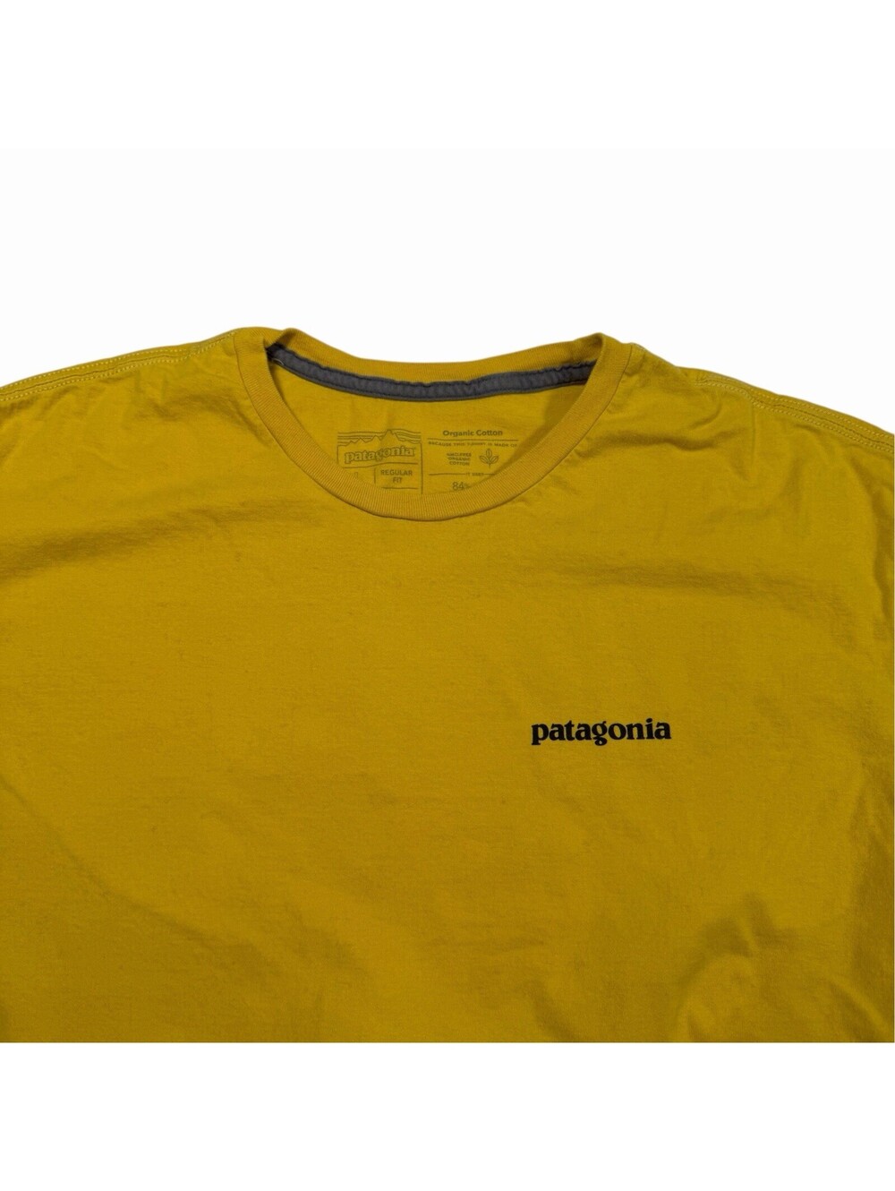 Patagonia Men's Mustard Yellow Graphic Logo Crew Neck S/S T-Shirt Size L